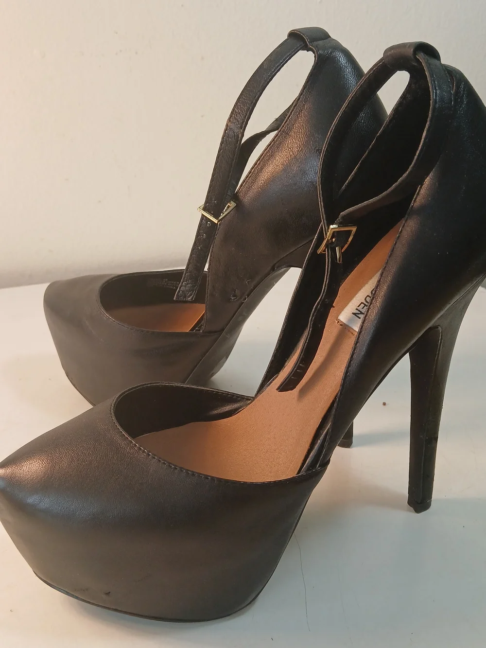 Steve Madden Black Platform Ankle-Strap Pumps